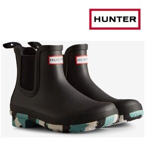NWOT Hunter Original Colour Splash Waterproof Chelsea Rain Boot in Black